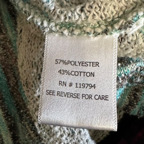 One World women’s size XL green stripe terry brad embellished long sleeve top - Picture 6 of 10